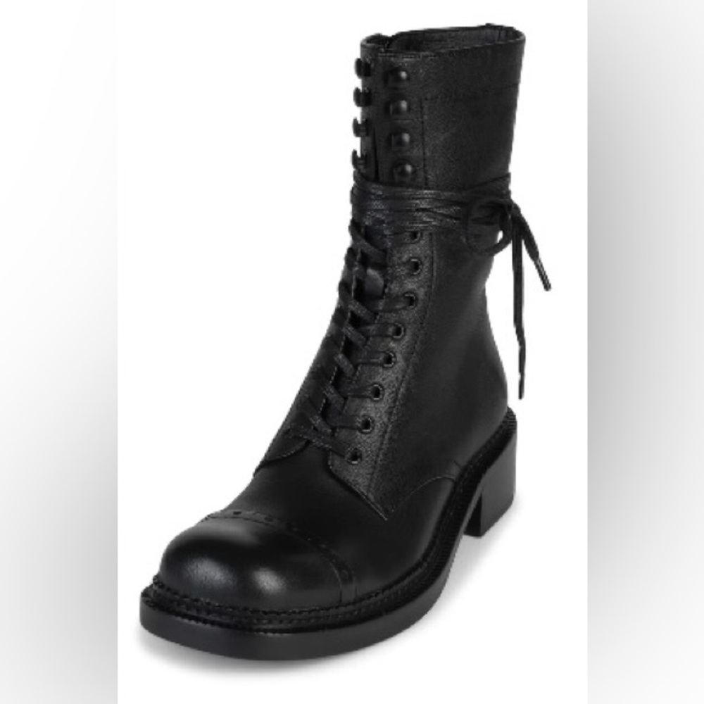 Jeffrey Campbell London Twn SOLD OUT Black Combat Lace-Up Moto Boots 8.5 NWT
